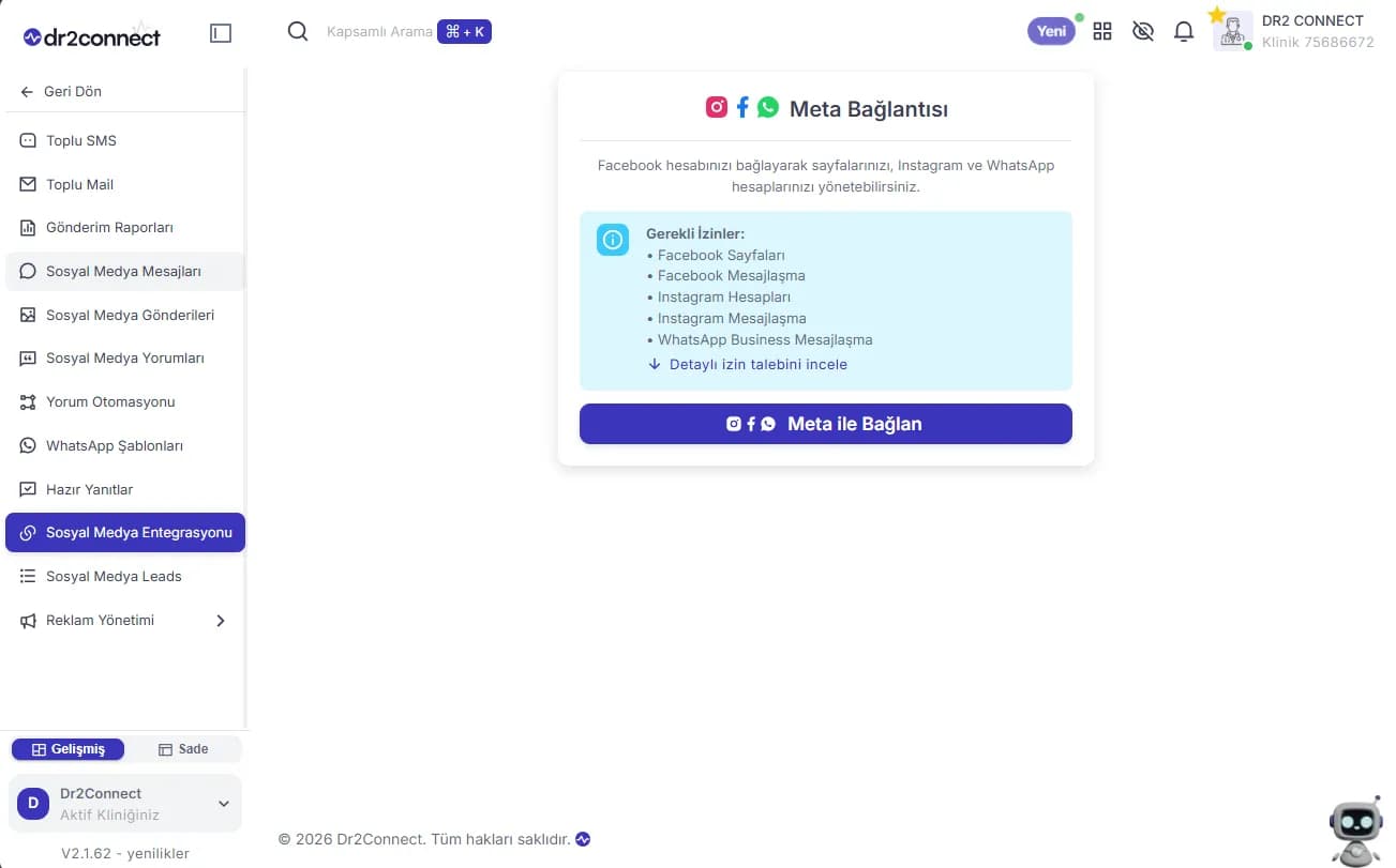 Sosyal medya entegrasyonu ile tüm mecralar kontrolünüz altında olsun.