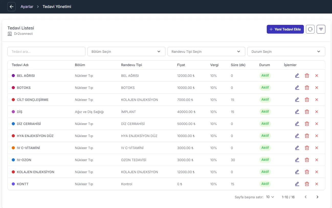 Treatment tracking control feature