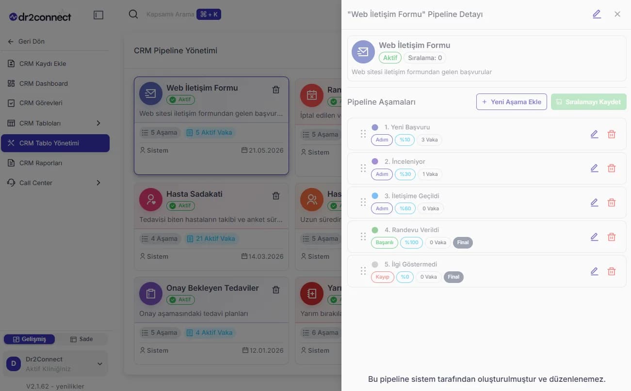 Web form klinik veri akışı