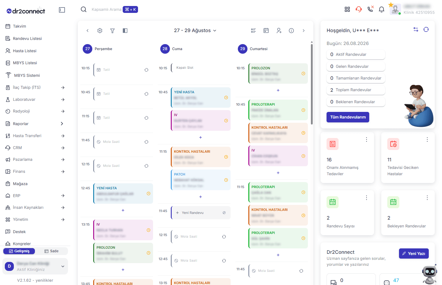 Dr2connect Randevu Ekranı